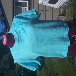 Xl aqua spider web sweater